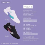 MAXX VELA 3 Badminton Shoes -Black & White - Image 6