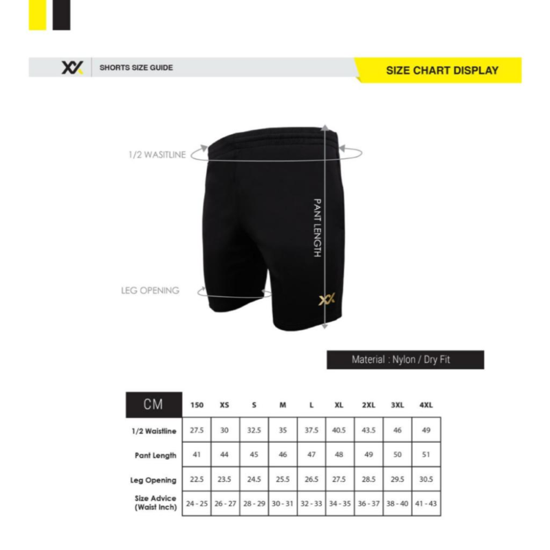 badminton short size
